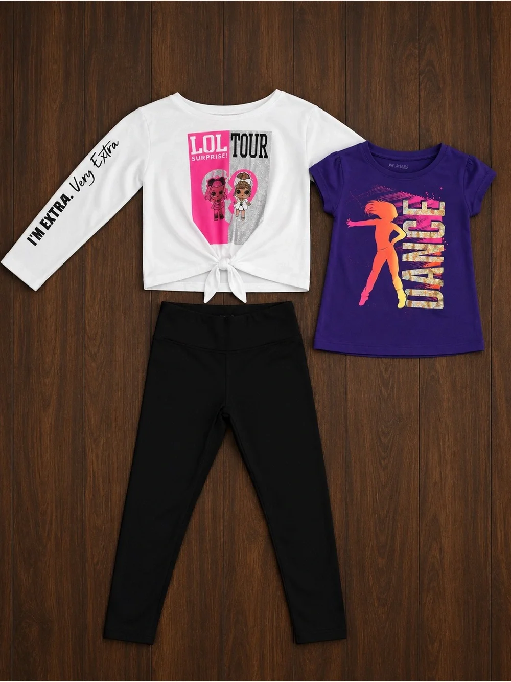 LOL Girls 4T Mixed Clothing Bundle Essentials Tops Leggings Outfit Lot